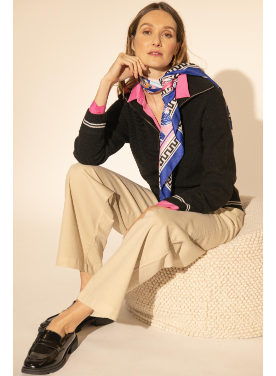 PULL MANCHE LONGUE - NOIR/OFF WHITE - FRANCISCO - Un Jour Ailleurs