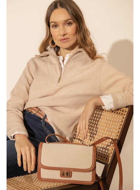PULL MANCHE LONGUE - BEIGE - FRANCISCO - Un Jour Ailleurs