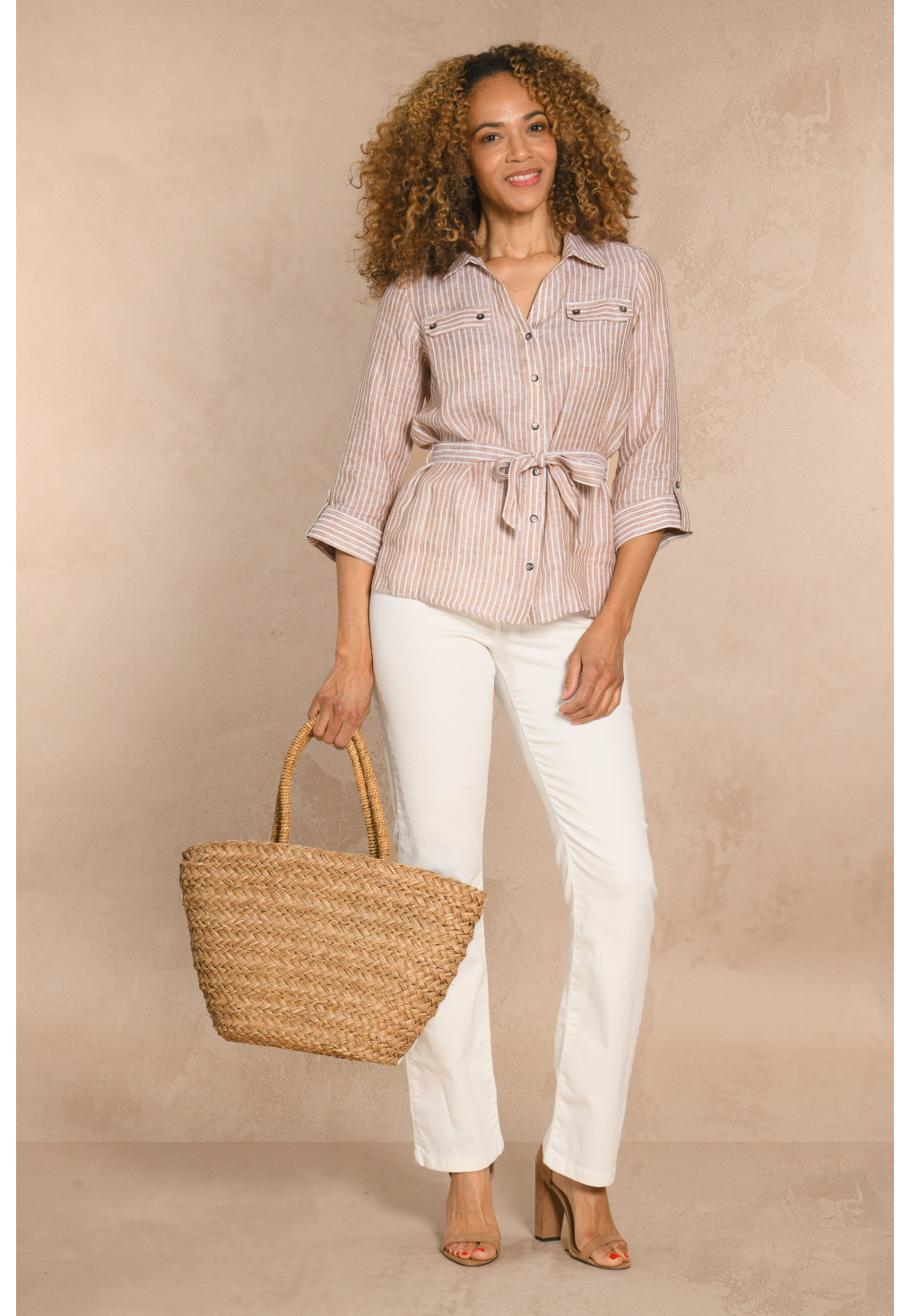 CHEMISE EN 100% LIN - BEIGE - DARDARELA - Un Jour Ailleurs