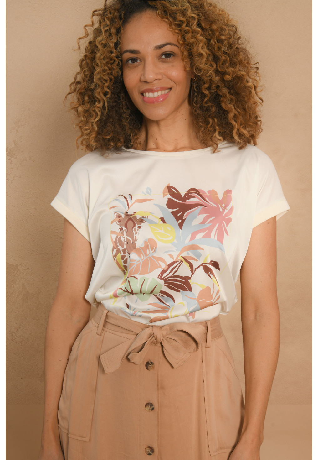 T-SHIRT - ECRU - GIRAFE - Un Jour Ailleurs