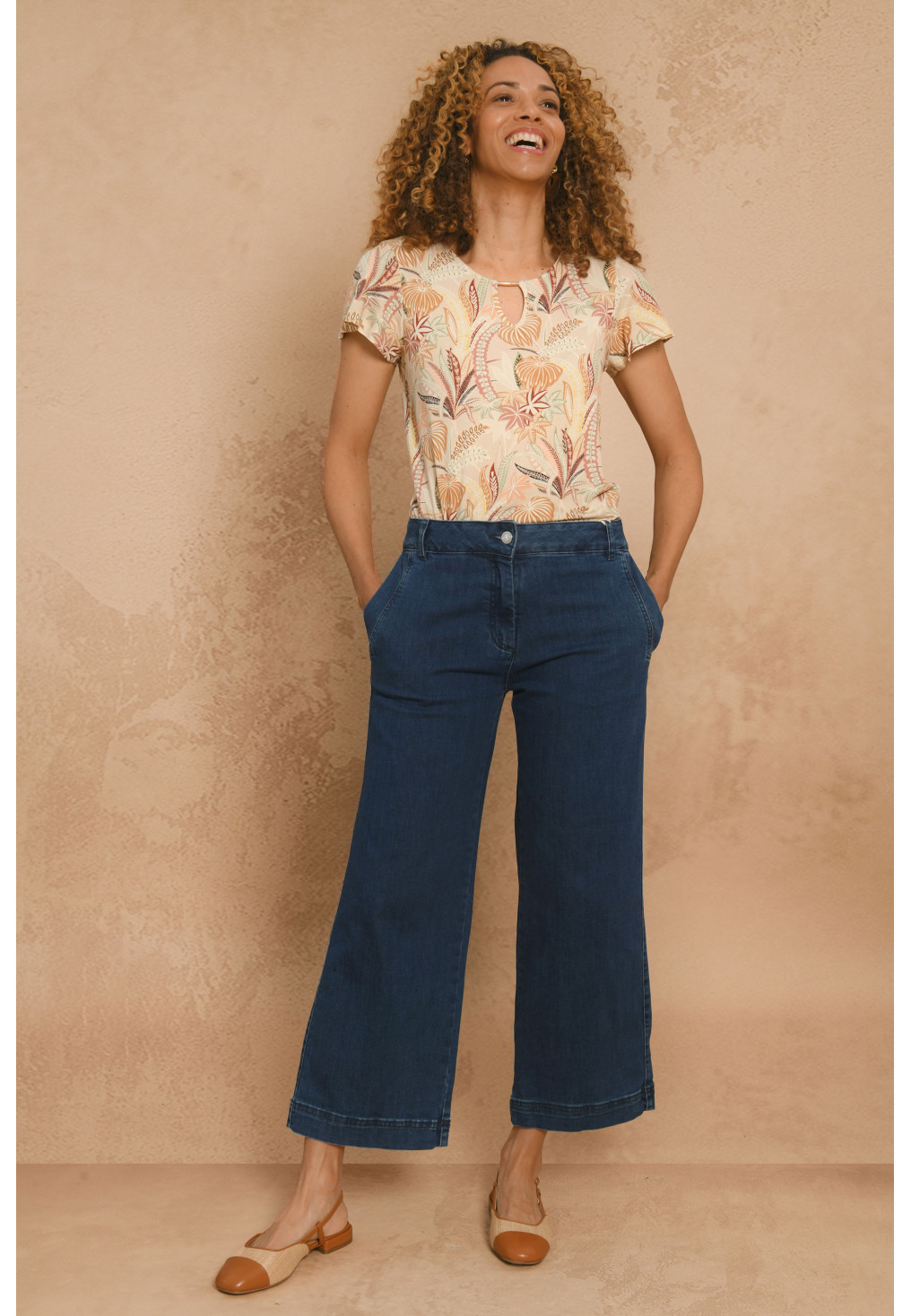 JEANS CROP - DENIM - GUIMAUVA - Un Jour Ailleurs