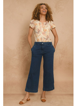 JEANS CROP - DENIM - GUIMAUVA - Un Jour Ailleurs