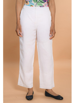 PANTALON 100% LIN - BLANC - GARY - Un Jour Ailleurs