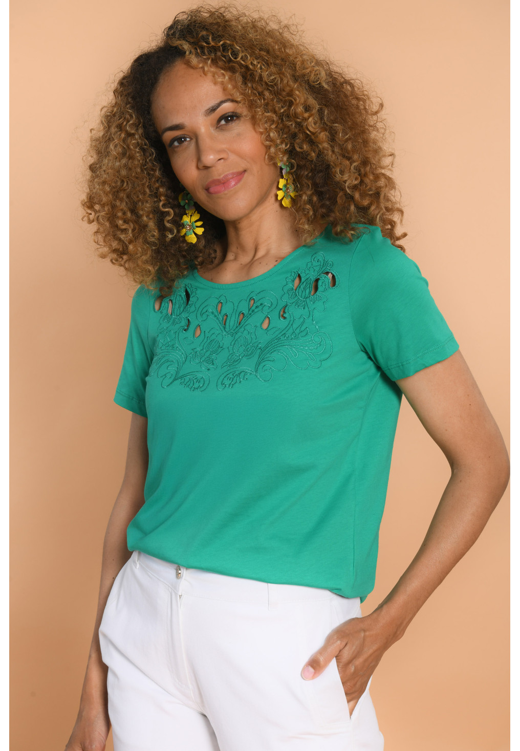 T-SHIRT - VERT - GUIRLANDE