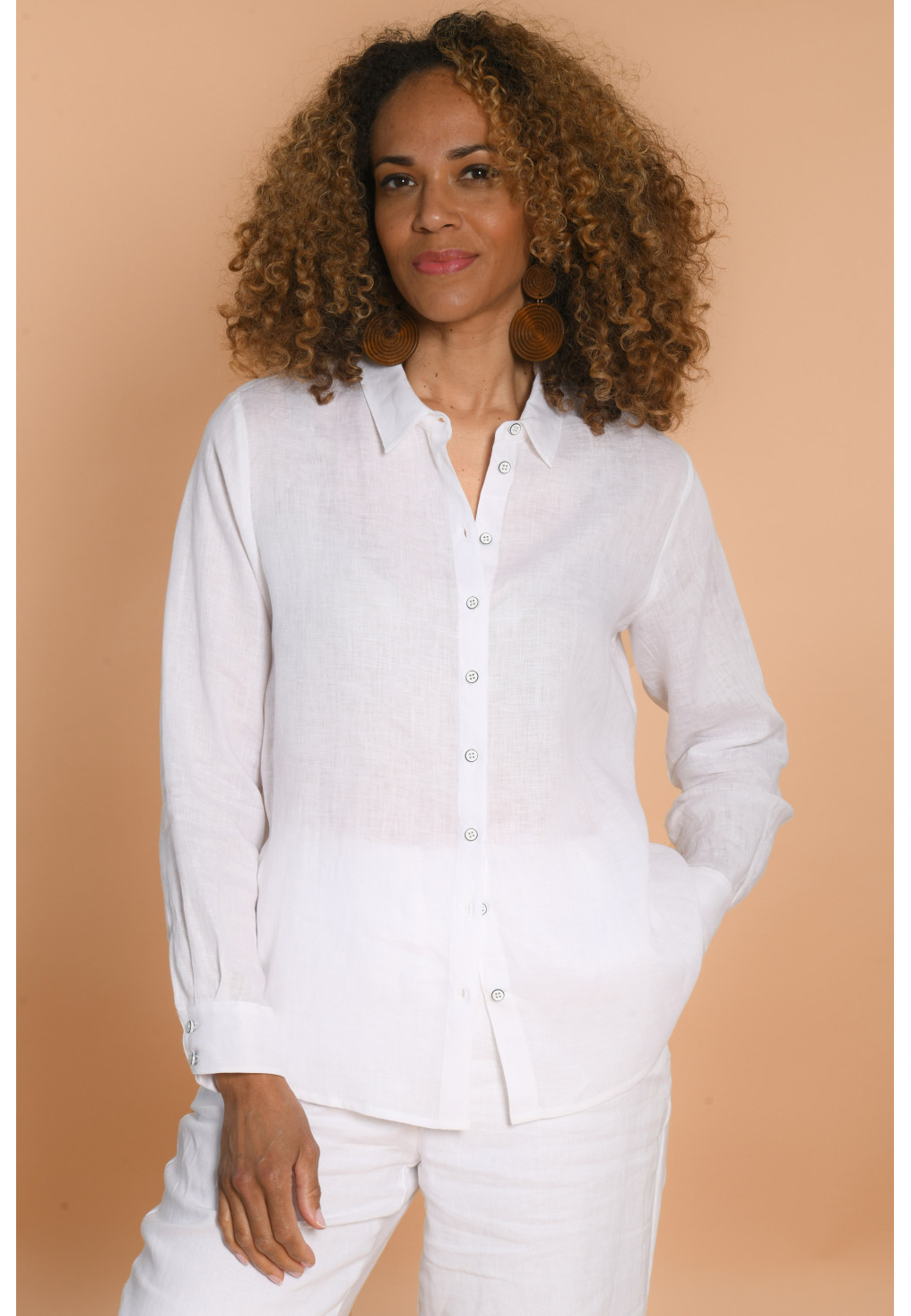 CHEMISE 100% LIN - BLANC - GUM - Un Jour Ailleurs