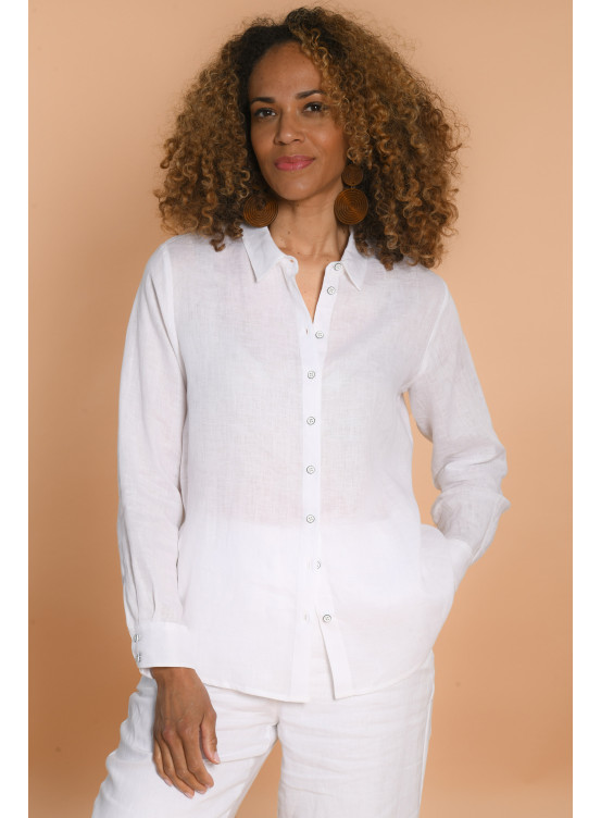 CHEMISE 100% LIN - BLANC - GUM