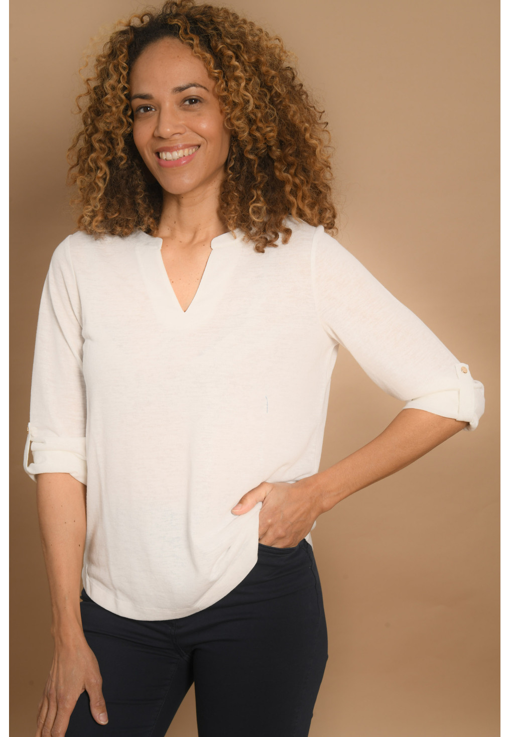 T-SHIRT MANCHES LONGUES - OFF WHITE - GIUSEPPE - Un Jour Ailleurs