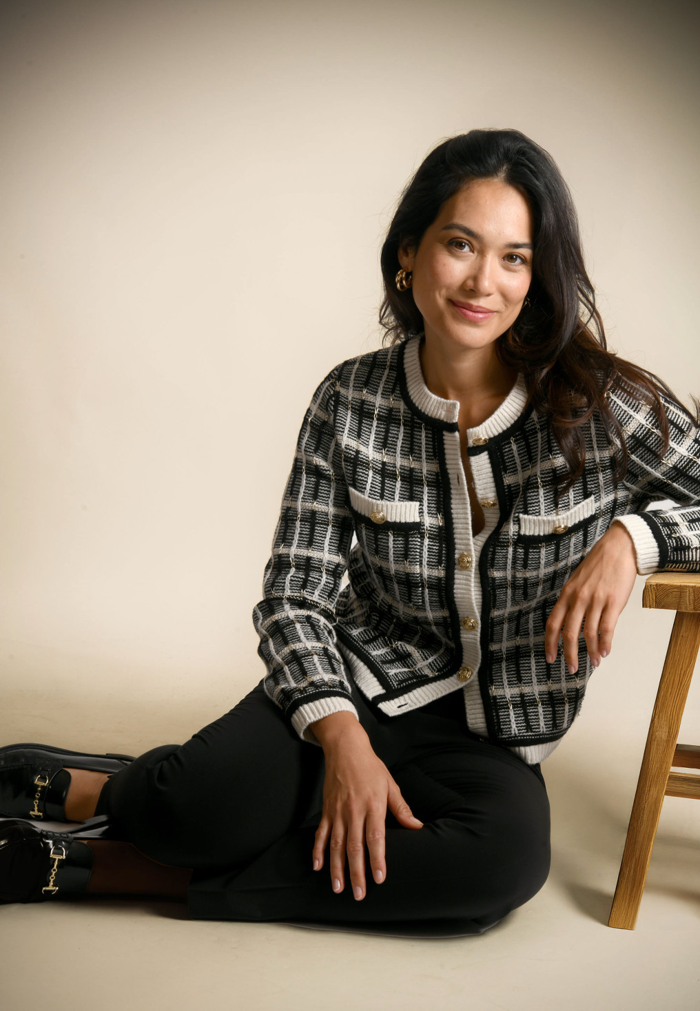 GILET - JANINE - NOIR/OFF WHITE - Un Jour Ailleurs