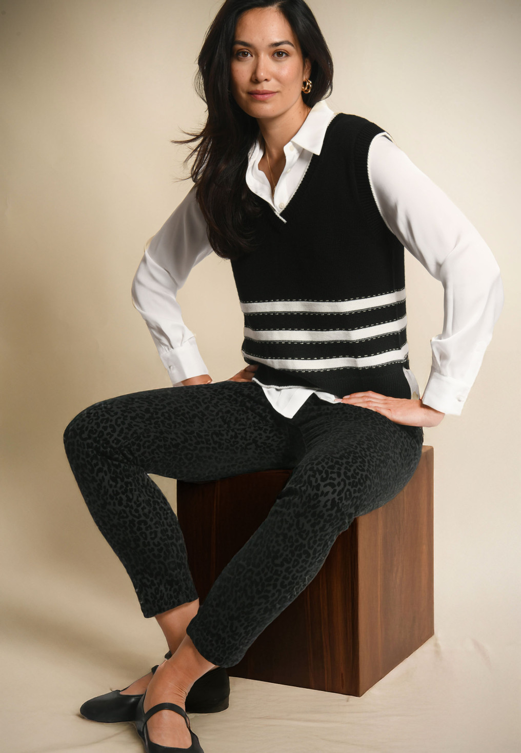 PULL SANS MANCHES - JINGLE - NOIR/CREAM - Un Jour Ailleurs
