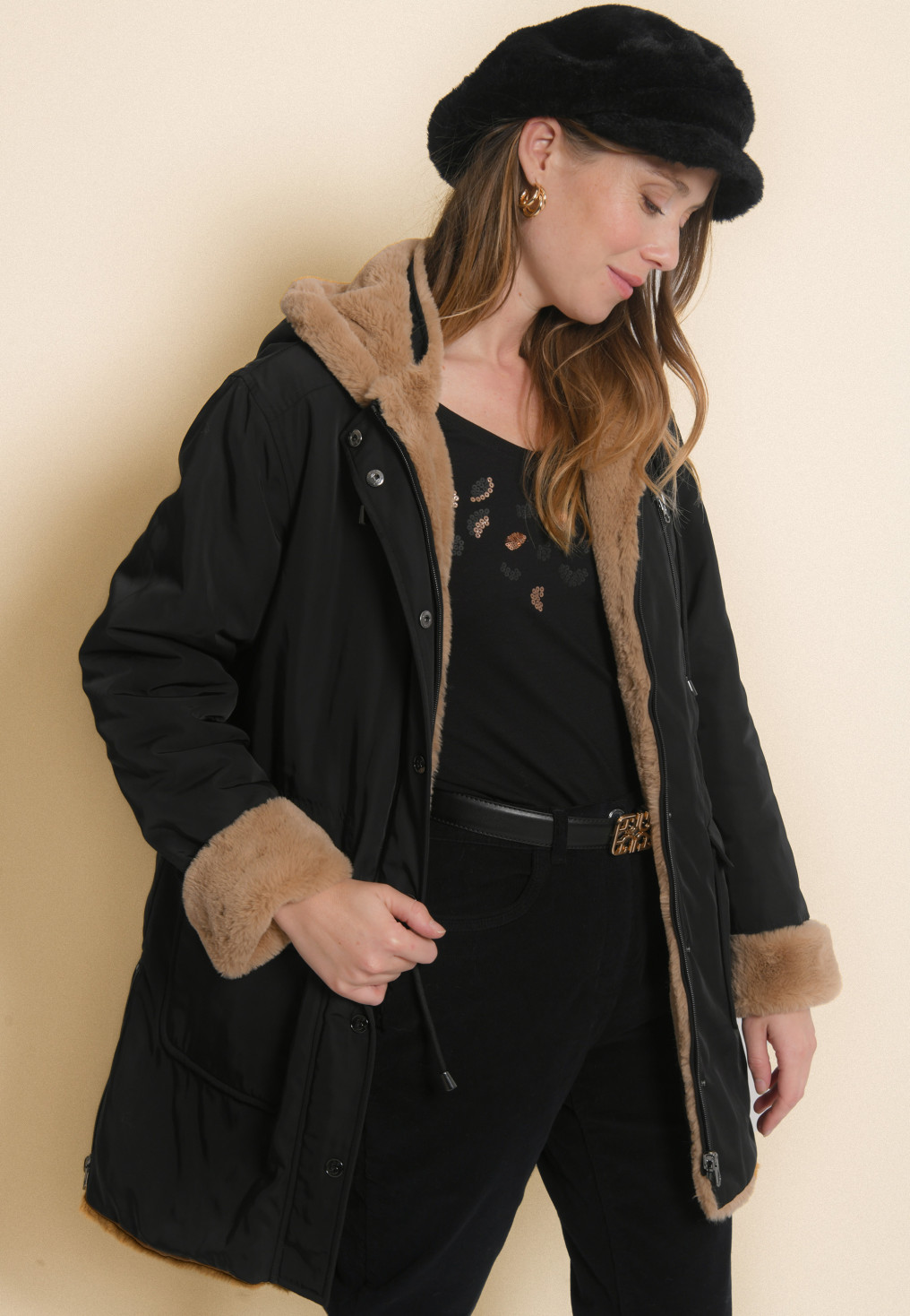 PARKA - JILOU - NOIR/SABLE