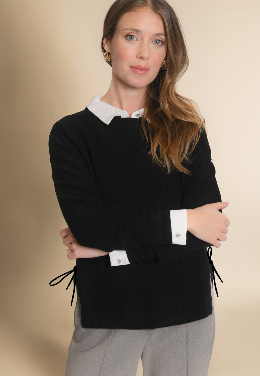 PULL 100% LAINE - JOCELYNE - NOIR