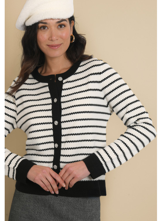 GILET - JANICE - CREAM/NOIR - Un Jour Ailleurs