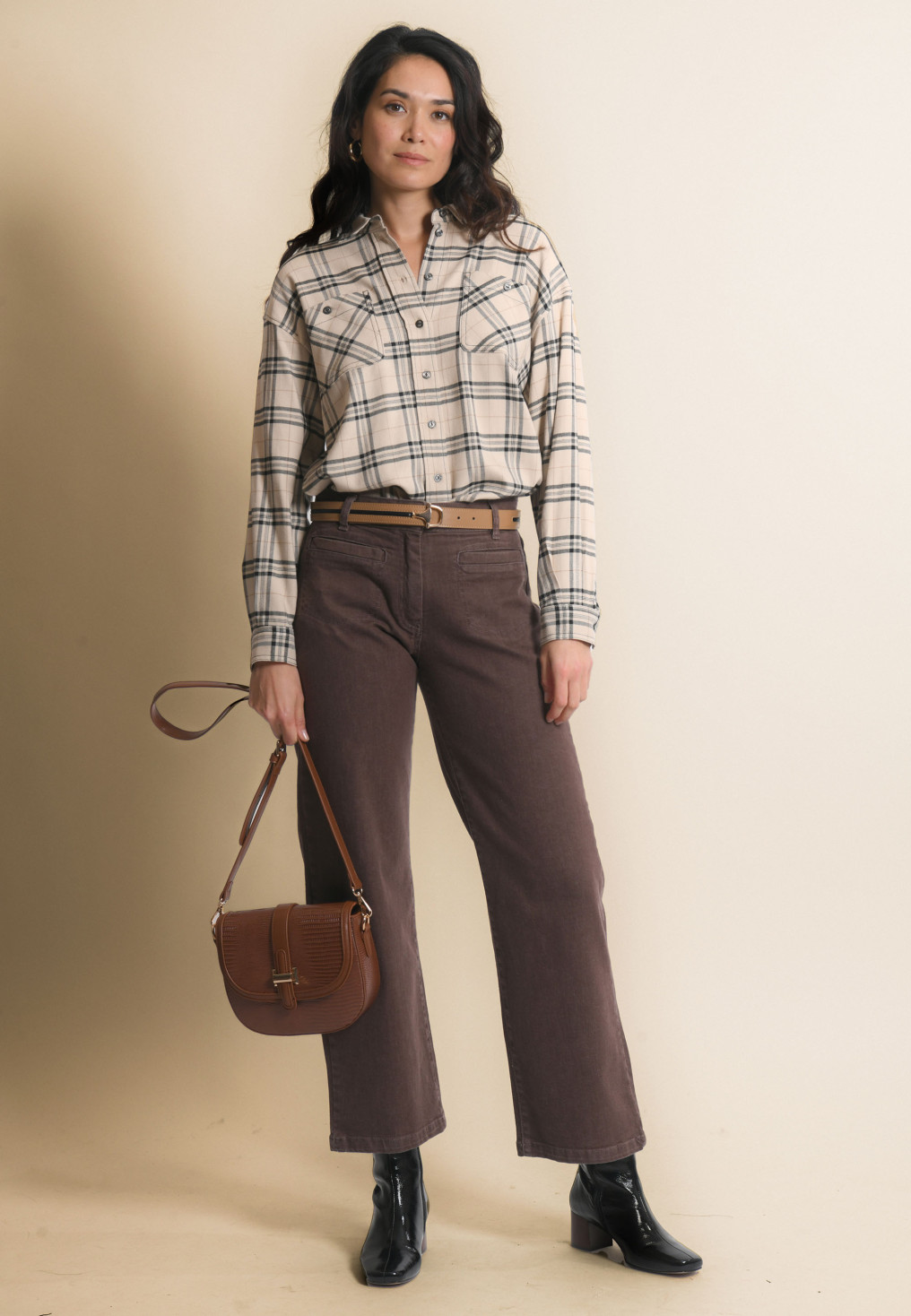 PANTALON CROPTE - JOBA - MOKA - Un Jour Ailleurs