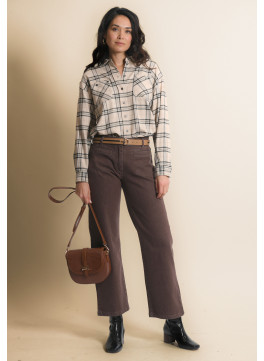 PANTALON CROPTE - JOBA - MOKA - Un Jour Ailleurs