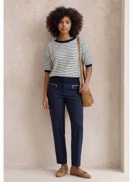 PANTALON 7/8 ZIPPE - LAURANE - MARINE - Un Jour Ailleurs