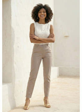PANTALON 7/8E - LINDY - TAUPE - Un Jour Ailleurs