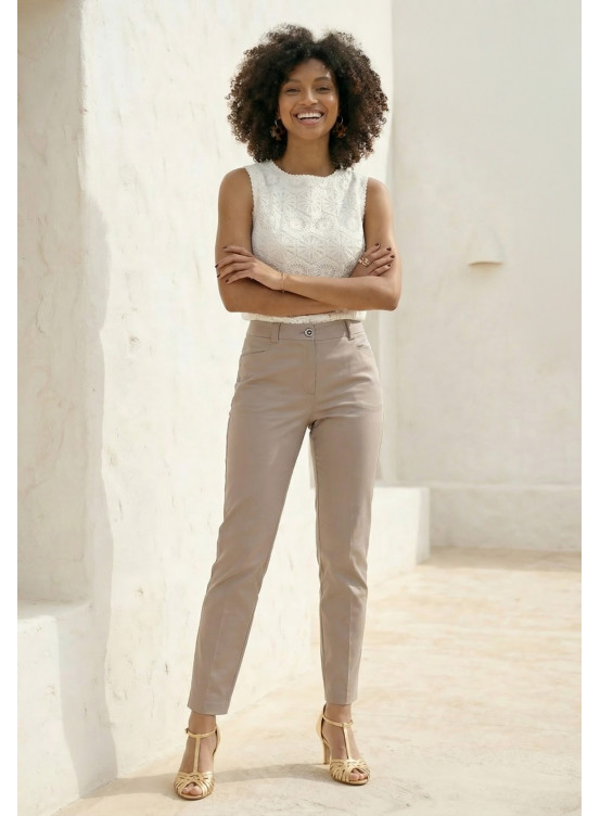 PANTALON 7/8E - LINDY - TAUPE - Un Jour Ailleurs