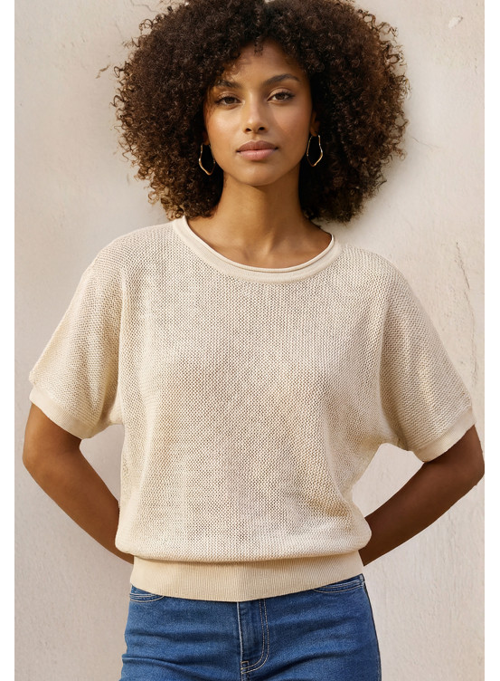 PULL MANCHE COURTE - LIESSE - COQUILLE - Un Jour Ailleurs