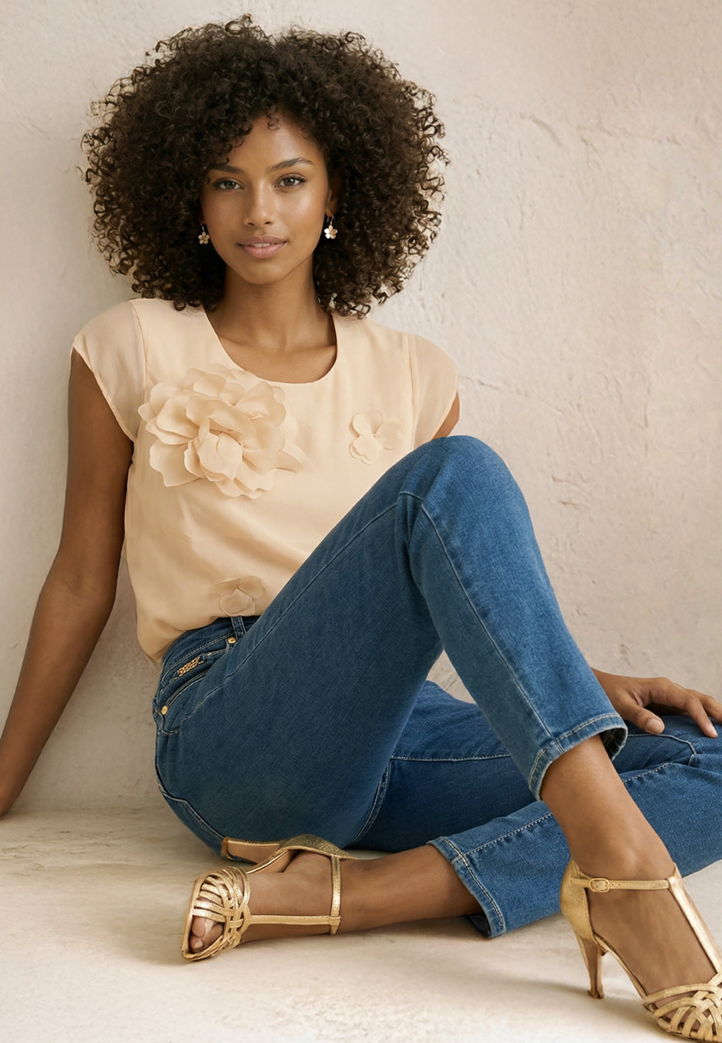 TOP - LYLIA - POUDRE/VANILLE - Un Jour Ailleurs