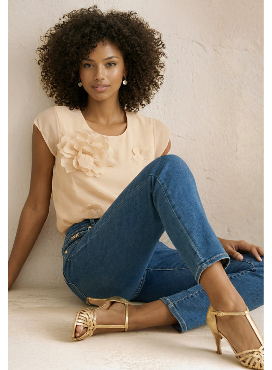 TOP - LYLIA - POUDRE/VANILLE - Un Jour Ailleurs