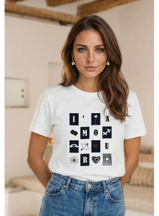 T-SHIRT - LAMOUR - OFF WHITE - Un Jour Ailleurs