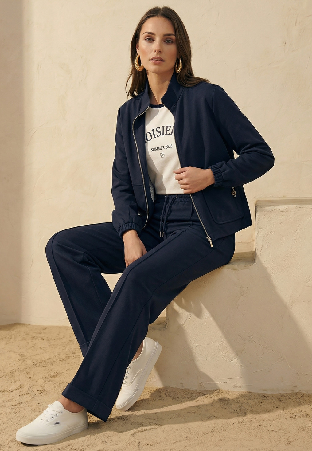 VESTE - LINO - MARINE