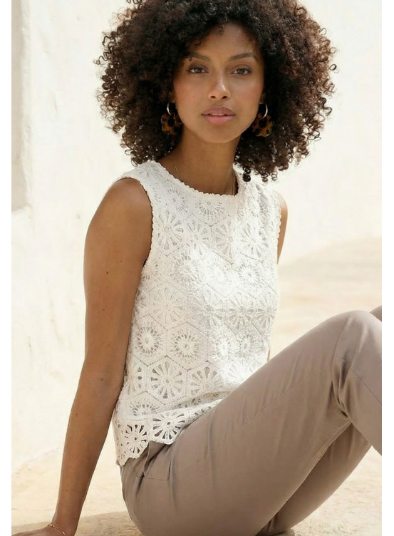 TOP SANS MANCHES - LOKU - BLANC