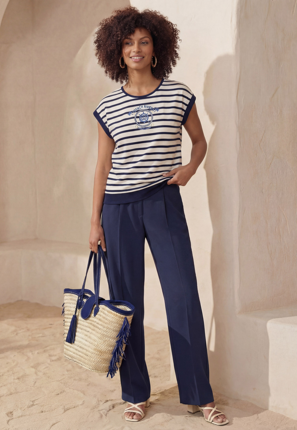 T-SHIRT - LENAIC - OW/NAVY - Un Jour Ailleurs