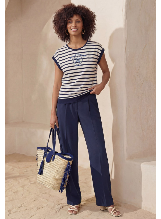 T-SHIRT - LENAIC - OW/NAVY - Un Jour Ailleurs