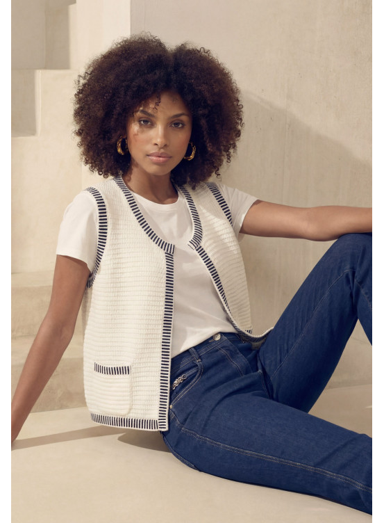 GILET - LUKEN - OW/MARINE - Un Jour Ailleurs