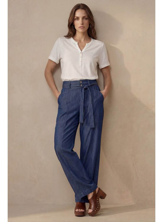 PANTALON 100% LYOCELL - DIJON - INDIGO - Un Jour Ailleurs