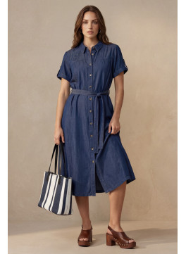 ROBE 100% LYOCELL - DIJON - INDIGO - Un Jour Ailleurs