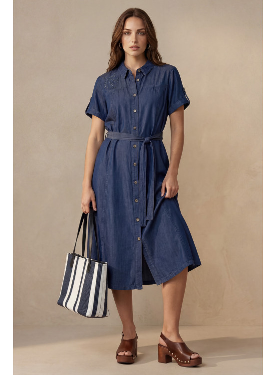 ROBE 100% LYOCELL - DIJON - INDIGO - Un Jour Ailleurs