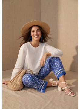 PANTALON 100% COTON - LUCE - ROYAL - Un Jour Ailleurs