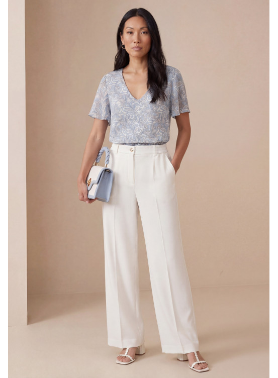 PANTALON LONG - LEYA - OFF WHITE - Un Jour Ailleurs