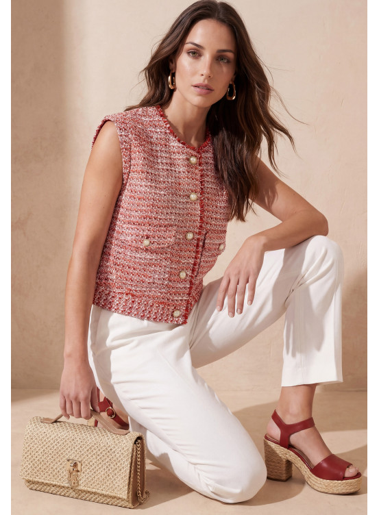 VESTE SANS MANCHES - LOUNIS - FRAMBOISE