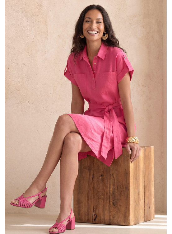 ROBE 100% LIN - LUSAKA - FRAISE