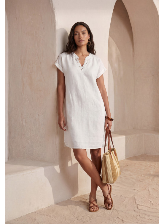 ROBE 100% LIN - LUANA - BLANC - Un Jour Ailleurs