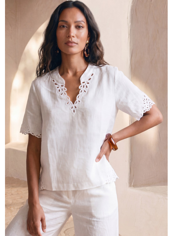 TOP 100% LIN - LUANA - BLANC - Un Jour Ailleurs