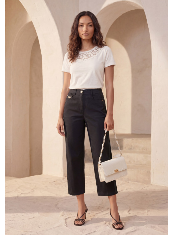 PANTALON COURT - LIHAM - NOIR - Un Jour Ailleurs