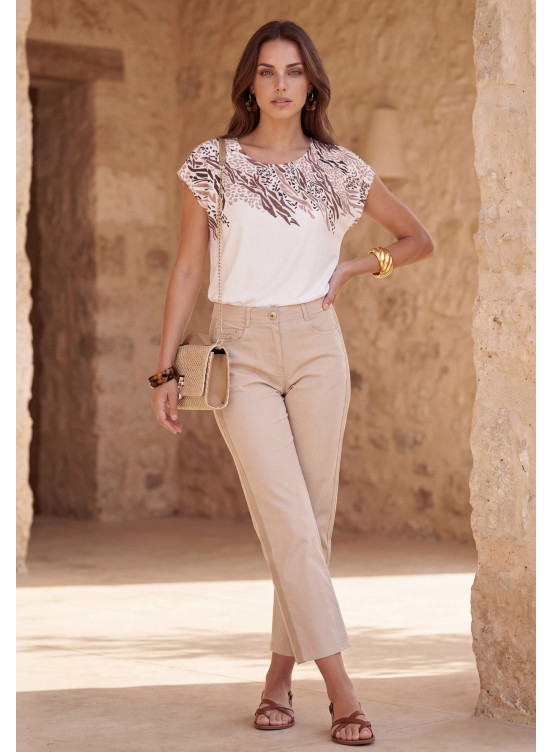 PANTALON COURT - LIHAM - SABLE - Un Jour Ailleurs