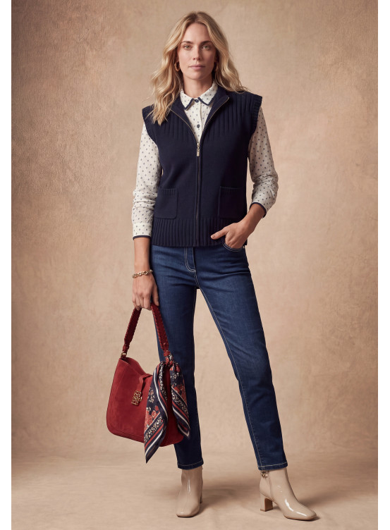 GILET 100% LAINE - MAGNET - MARINE - Un Jour Ailleurs