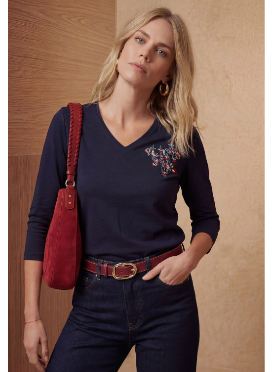 TEE-SHIRT - MONOGRAMME - MARINE - Un Jour Ailleurs