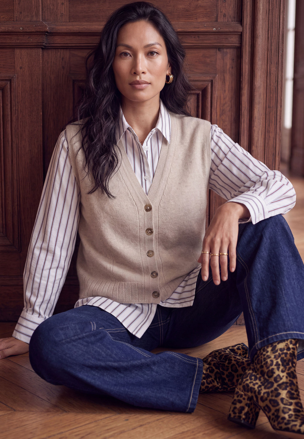 GILET 100% LAINE - MURIEL - SAND CHINE
