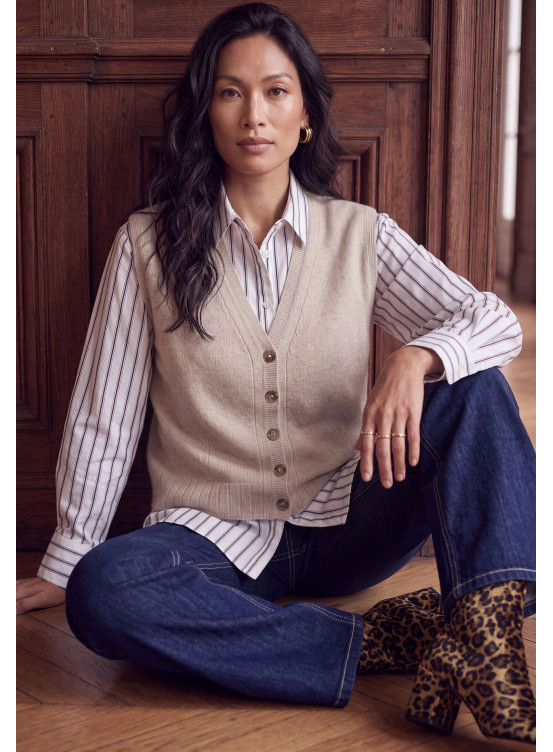 GILET 100% LAINE - MURIEL - SAND CHINE