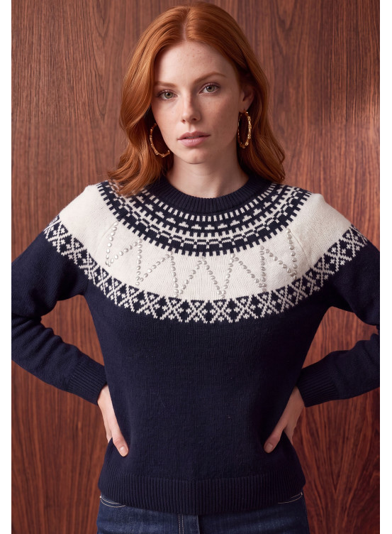 PULL 100% LAINE - MONTBLANC - MARINE - Un Jour Ailleurs