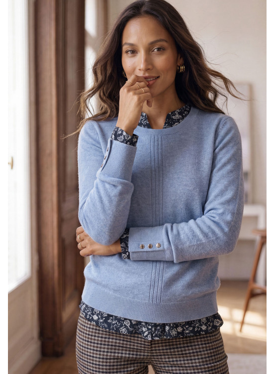 PULL 100% LAINE - MOZZA - CIEL CHINE