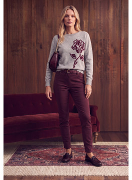 PANTALON 7/8EME - MOANE - AUBERGINE - Un Jour Ailleurs