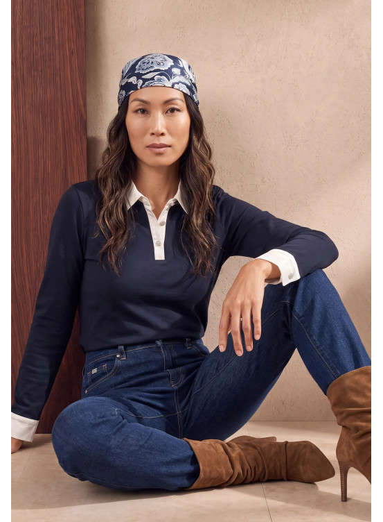 TEE-SHIRT - MARVINA - MARINE/OFF WHITE - Un Jour Ailleurs