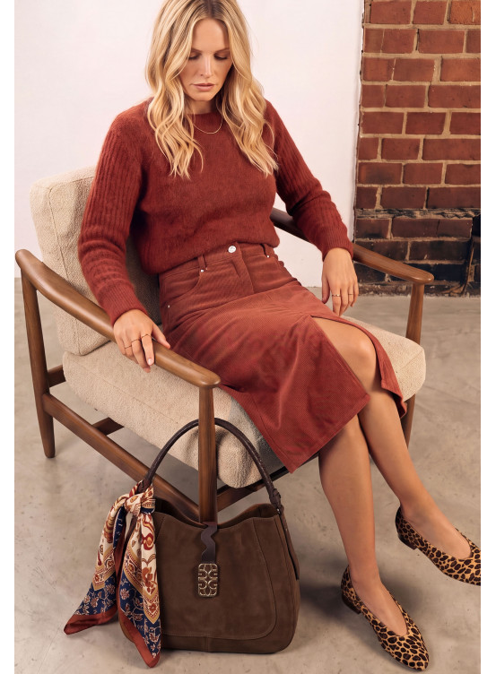 JUPE VELOURS - MUNIA - TERRACOTTA